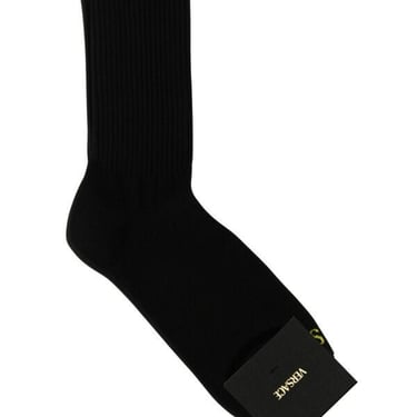 Versace Men Black Stretch Cotton Blend Socks