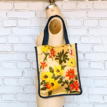 Upcycled Floral Tote Bag Handmade One-Of-A-KInd Shoulder Bag | Quilted Tote Bag | Recycled Fabric Bag | Book Bag | Market Bag | Ellemichelle 