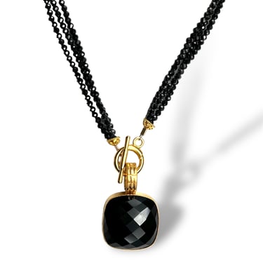 Onyx and Spinel Toggle Necklace