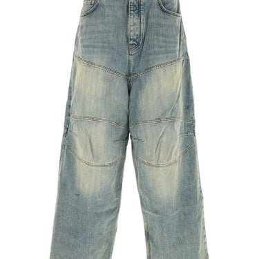 Balenciaga Men Denim Wide-Leg Jeans