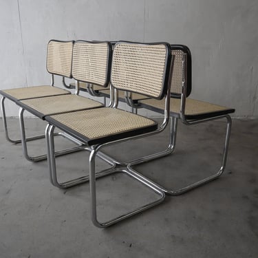 Vintage Set of 6 Cane Cesca Chairs by Marcel Breuer for Knoll 