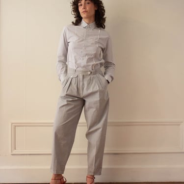1980s Liz Claiborne Seersucker Cotton Trousers 