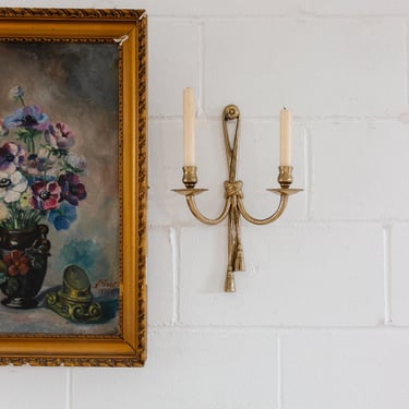 vintage french brass rope wall sconce