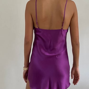 90s 100% Silk Charmeuse Keyhole Slip Dress - Grape