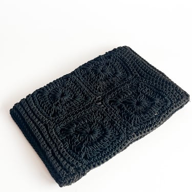 1940s Black Crocheted Clutch