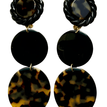 Tortoise and Black Resin Shoulder Duster Earrings