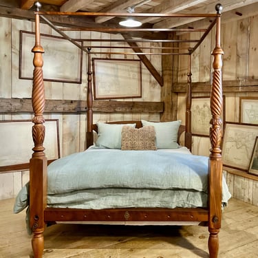 Tall Post Rope Carved Bed, Original Posts ~ Circa 1830, Resized to Queen