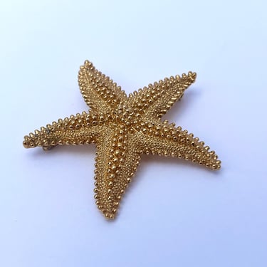 Monet Brooch, Gold Starfish Brooch, Vintage Brooch, Nautical Pin, Gold Starfish, Collectors Brooch 