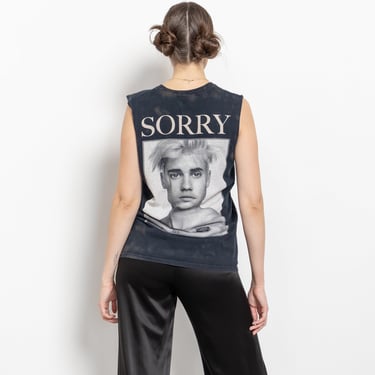 SORRY JUSTIN BIEBER Concert Tee Vintage Bleached Sleeveless Y2K / Small Medium 