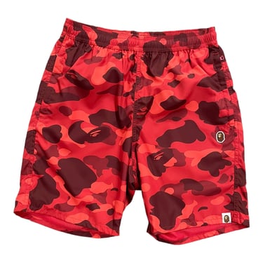 Red Camo Bape Beach Shorts