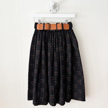 1950s Wool Embroidered Belted Skirt 