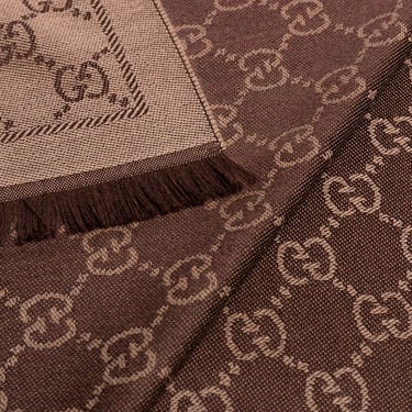 GUCCI GG Reversible Wool Scarf, Brown