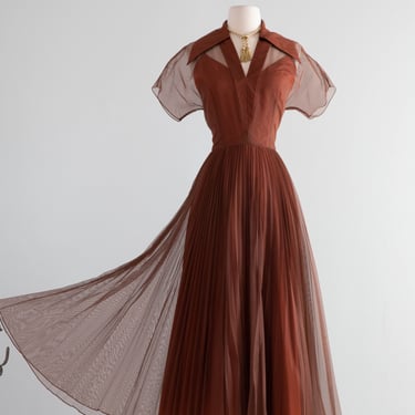 Glamorous 1950's Jack Herzog Copper Siena Cocktail Party Dress / M