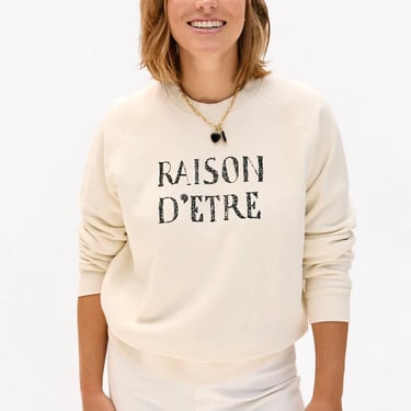 Sweatshirt - Raison D'Etre - Cream w/ Black Embroidery