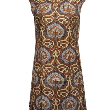 Milly - Tan, Beige, Cream, & Navy Paisley Print Dress Sz 4