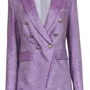 Veronica Beard - Purple Herringbone Double Breasted &quot;Miller Dickey&quot; Blazer Sz 6