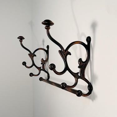 Antique Japanned Copper Flash Hat Coat Rack with Hanging Bar - Rare Industrial Design - Copper Oxide Decor - Turn. of the Century Antiques 