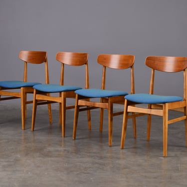 4 Mid-Century Scandinavian Teak and Oak Dining Chairs RESTORED 