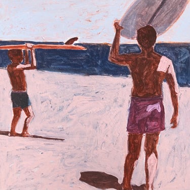 Surfers #20 - Original Acrylic Painting on Canvas 14 x 14 