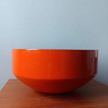 Copco Enamel Mixing Bowl Orange and White | Midcentury Made in Switzerland | Michael Lax Design 