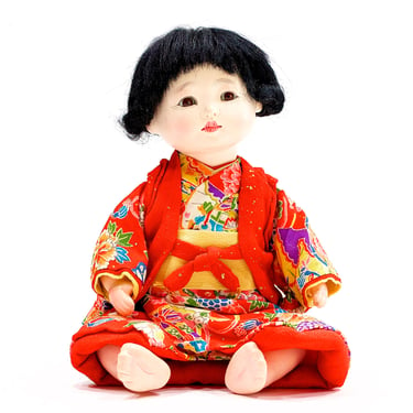 VINTAGE: 10" Japanese Composition Baby Doll - Ichimatsu Gofun - Made in Japan - Glass Eyes - SKU 28-C2--00030256 