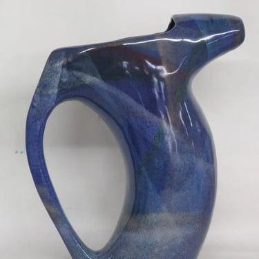 Retro Mid Century Purple Abstract Tall Ceramic Pitcher Vase 3075B
