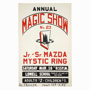 1960s Magic Show Serigraph Poster Mazda Mystic Ring Illusionist 