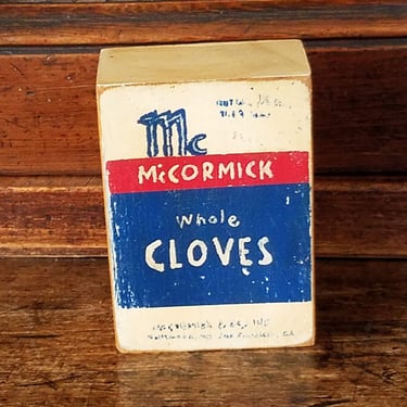 Handmade McCormick Box Whole Cloves Box~Vintage Spice Box~Hand Painted Wood Box~Vintage Graphics~Vintage Kitchen Decor~JewelsandMetals 