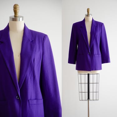 purple wool jacket 80s 90s vintage wool blazer 