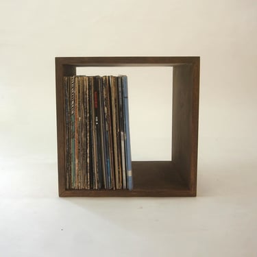 Record Storage Vinyl Holder Square Record Storage Short Cube Record Holder Walnut 