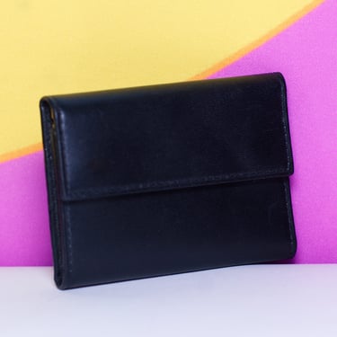 Vintage 1990s Black Leather Hugo Bosca Saddler Key Wallet 