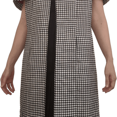 60s Mod Black And White Gingham Cloak Cape Red Lining