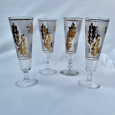 LIbbey Golden Foliage Frosted Pillsner Glasses