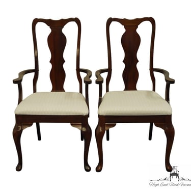 Set of 2 HIGH END VINTAGE Solid Cherry Traditional Queen Anne Style Dining Arm Chairs 