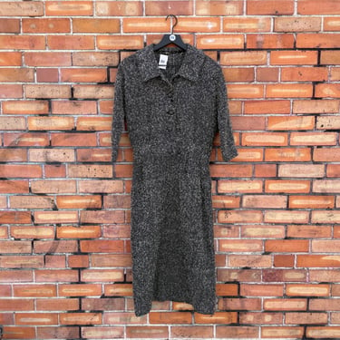 vintage 40s/50s grey tweed wiggle dress / s m small medium 