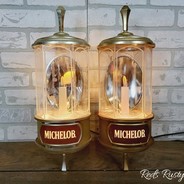 Vintage Lighted Michelob Light Beer Sign Sconces 