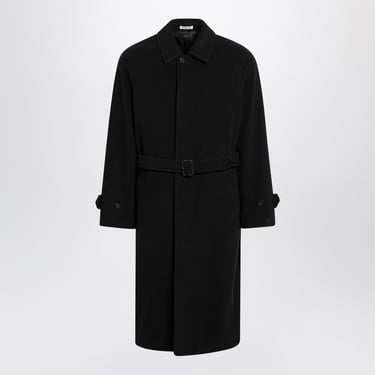 Auralee Black Belted Wool Coat Men