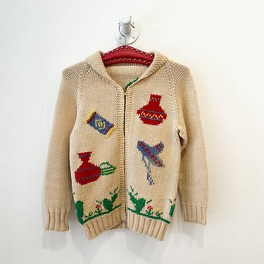 1950s Mexican Souvenir Wool Knit Cowichan Sweater 