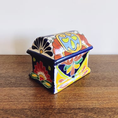 Vintage Mexican Talavera Ceramic Box 