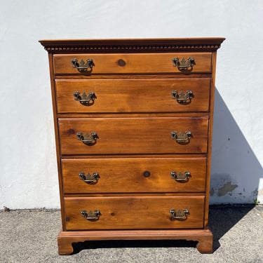 Antique Dresser Tall Boy Highboy Solid Maple Wood Chest Drawers Country French Cottage Rustic Bedroom Storage  Set Table CUSTOM PAINT AVAIL 