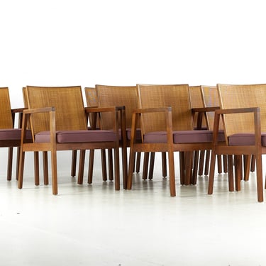 George Nelson for Herman Miller Mid Century Walnut and Cane Dining Chairs - Set of 12 - mcm 