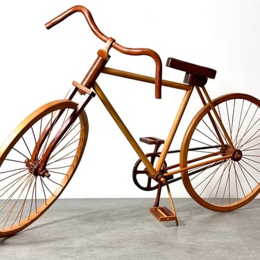 American Studio Craft Life Size Wooden Bicycle Sculpture Artist Signed 1988 