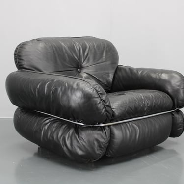 1970 Kurt Hvitsjö Rare “Hannibal” Black Leather Armchair For Isku, Finland / Mid-century / Vintage / Black Iterior / 