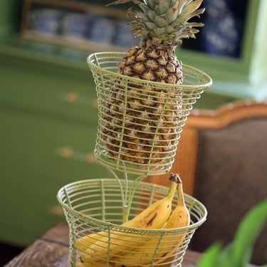 Funky Vintage two tier Iron Fruit Basket | Plant Stand 