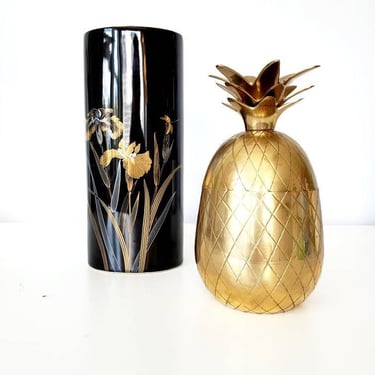 Vintage Brass Pineapple Canister Candleholder 