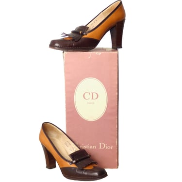 CHRISTIAN DIOR- 1960s Oxford Leather Heels, Size 7