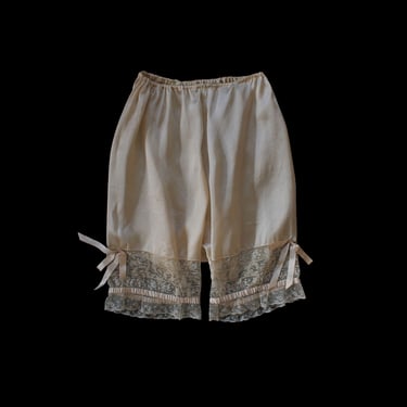 1910s Lingerie Shorts / Silk and Lace Bloomer Slip Shorts 
