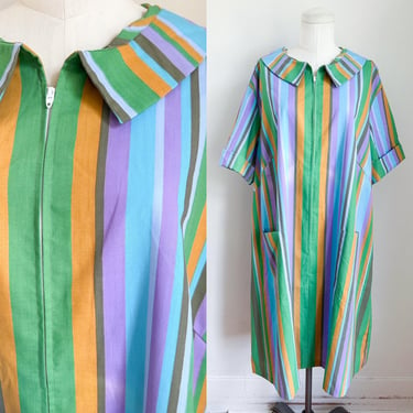 Vintage 1960s Rainbow Striped Dress / 3XL 