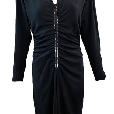 YSL Rive Gauche 80s Black Cocktail  Dress with Rhinestones