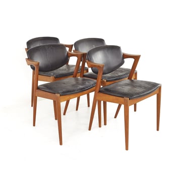 Kai Kristiansen Mid Century Black Teak Z Dining Chairs - Set of 4 - mcm 